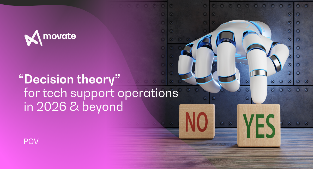 Decision-led analytics framework illustrating how AI-driven decision intelligence improves speed, focus, and outcomes in modern tech support operations