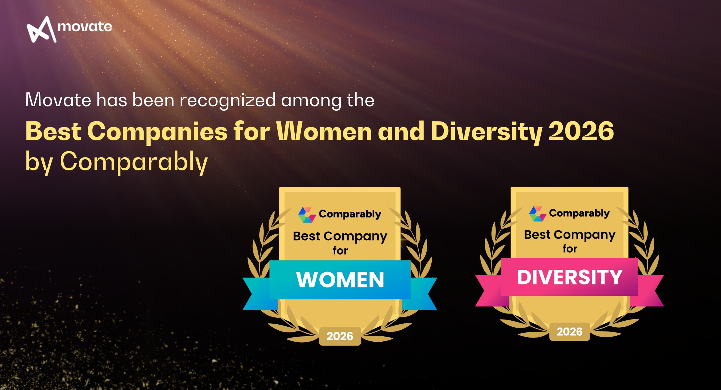 Movate recognized by Comparably in 2026 for diversity and women in the workplace